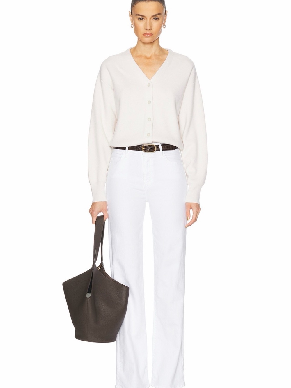 MOTHER White High-Rise Flare Jeans